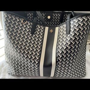 Tory Burch T zag print large tote